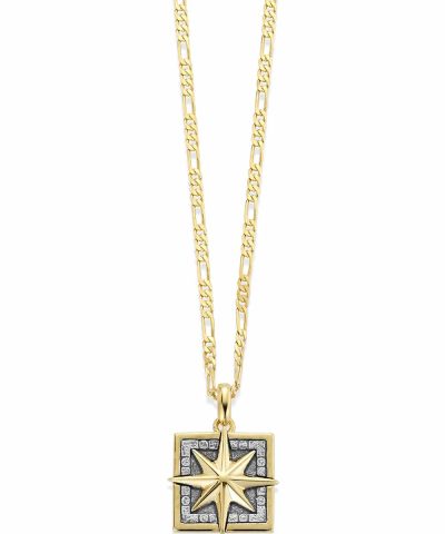 GD Mann Kompass Forgylt anheng i sølv med 50cm kjede