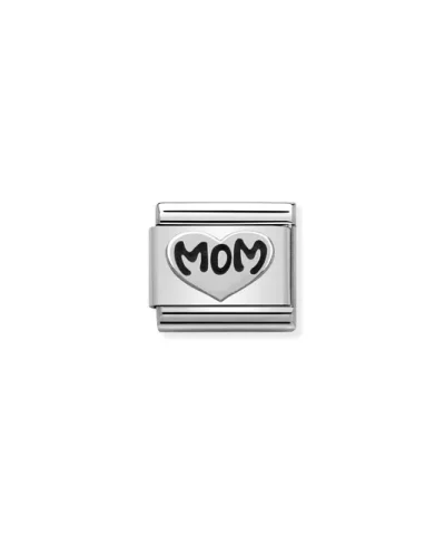 Charm, Composable Link, Silver Mom Heart