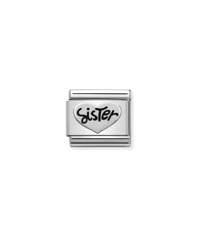 Charm, Composable Link, Sister Heart in Silver