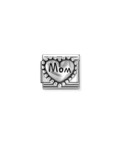 Charm, Composable Link, Heart MOM, vintage look