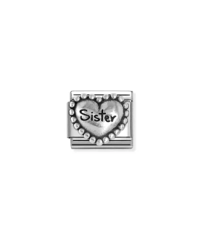 Charm, Composable Link, Heart SISTER, vintage look