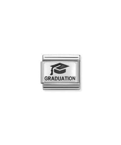 Composable Classic OXYDISED PLATES 2 in steel and 925 sterling silver Graduation with hat