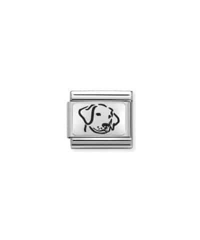 Composable Classic OXYDISED PLATES 2 in steel and 925 sterling silver Dog