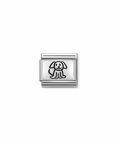 Composable Classic OXYDISED PLATES 2 in steel and 925 sterling silver Family dog