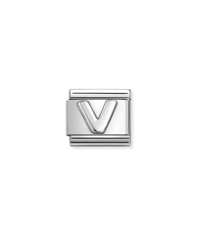 Charm, Composable Link, Letter V, silver