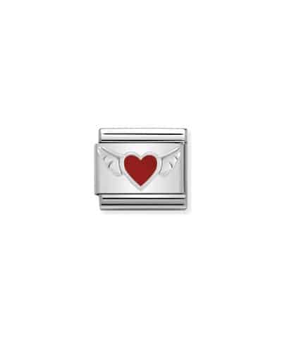 Composable Classic SYMBOLS in stainless steel, enamel and 925 sterling silver Heart with wings