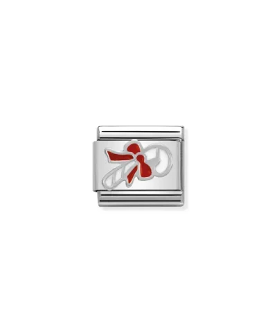 Charm, Composable Link, Candy Cane in Silver