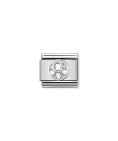 Composable Classic ALPHABETH stainless steel, Cub. zirc and 925 sterling silver O