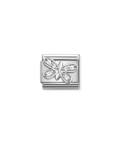 Composable CL SYMBOLS steel, Cubic zirconia and 925 sterling silver WHITE butterfly