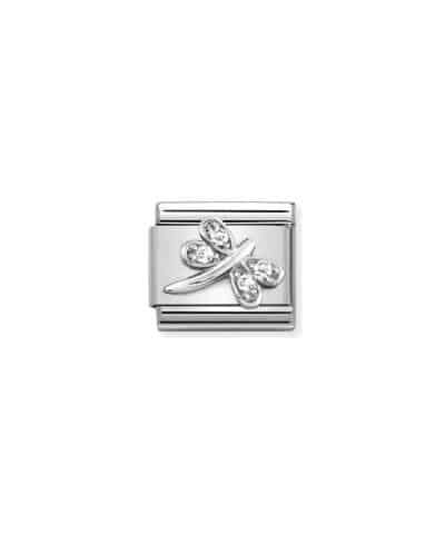 Composable CL SYMBOLS steel, Cubic zirconia and 925 sterling silver WHITE dragonfly
