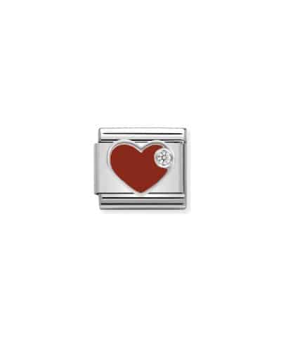 Composable CL SIMBOLS stainless steel, enamel, 1 Cub. Zirc and 925 sterling silver RED heart