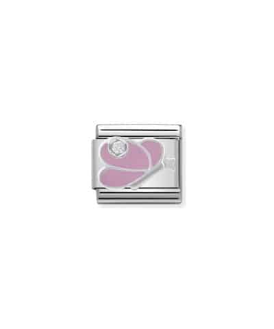 Composable CL SIMBOLS stainless steel, enamel, 1 Cub. Zirc and 925 sterling silver PINK butterfly