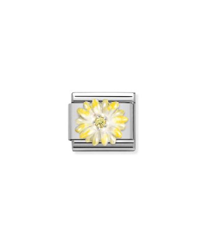 Composable CL SIMBOLS stainless steel, enamel, Cub. Zirc and 925 sterling silver YELLOW flower