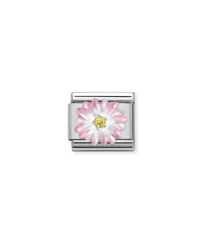 Composable CL SIMBOLS stainless steel, enamel, Cub. Zirc and 925 sterling silver ROSE flower