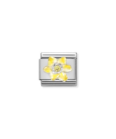 Composable CL SIMBOLS stainless steel, enamel, Cub. Zirc and 925 sterling silver Narcissus YELLOW
