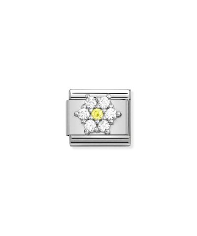 Composable CL SYMBOLS steel, Cz and 925 sterling silver RICH WHITE and YELLOW flower