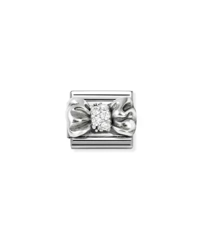 Charm, Composable Link, Bow with CZ, silver
