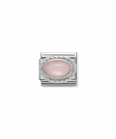 Comp. Classic hard stones stainless steel, rich 925 sterling silver setting PINK OPAL