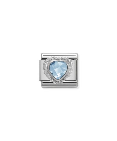 Comp. CL HEART FACETED CZ in stainless steel E 925 sterling silver twisted setting LIGHT BLUE