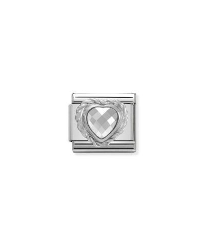 Comp. CL HEART FACETED CZ in stainless steel E 925 sterling silver twisted setting White