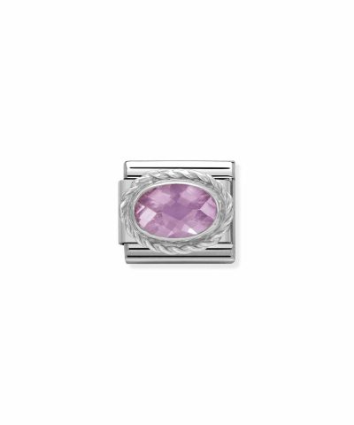 Composable Classic FACETED CZ in stainless steel with 925 sterling silver setting and detail PINK