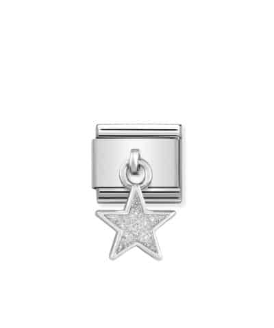 Composable Classic CHARMS steel, 925 sterling silver and enamel Glitter Star