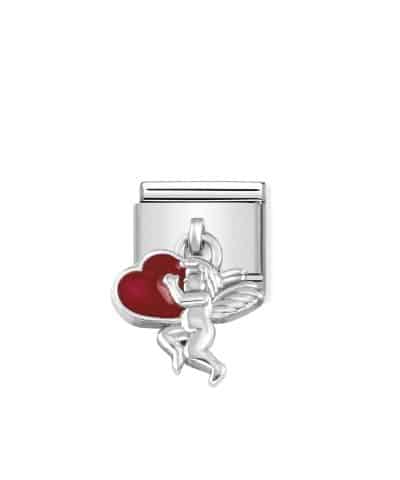 Composable Classic CHARMS steel, 925 sterling silver and enamel Angel with heart