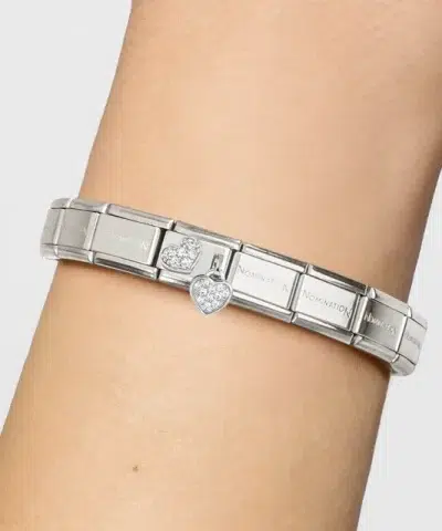 Alternative view of Charm, Composable Link, CZ Pavé Hearts 1 Pendant