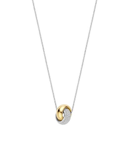 Ti Sento Bold Zirconia Crossover Necklace