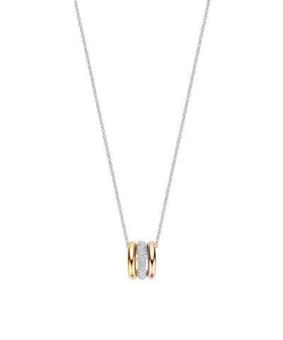 Ti Sento Tricolor Triple Circle Zirconia Necklace