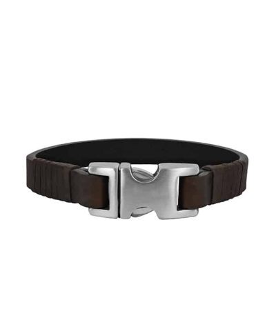 Arock armbånd johannes brunt lær + stål