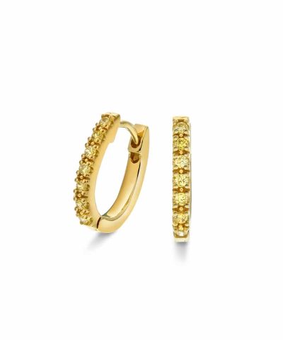 Pan Jewelry - Øredobber i sølv med lysgul zirkonia