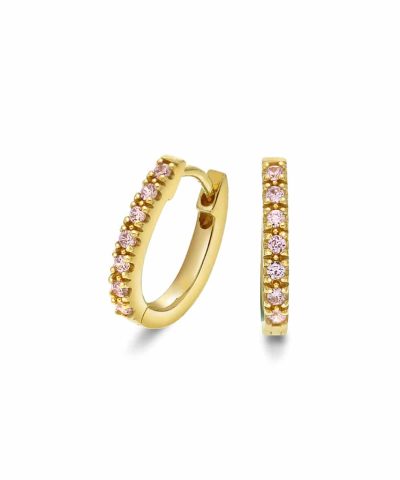 Pan Jewelry - Øredobber i sølv med lysrosa zirkonia