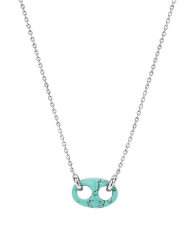 Ti Sento - Milano silver necklace with turquoise coffee bean token 3987TQ