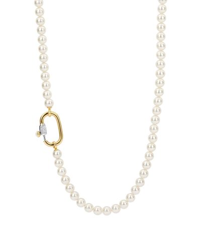 Ti Sento - Milano gold-plated silver white bead necklace 3993PW