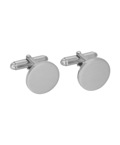 SON Rhd. sølv mansjettknapper rund/satin 15mm