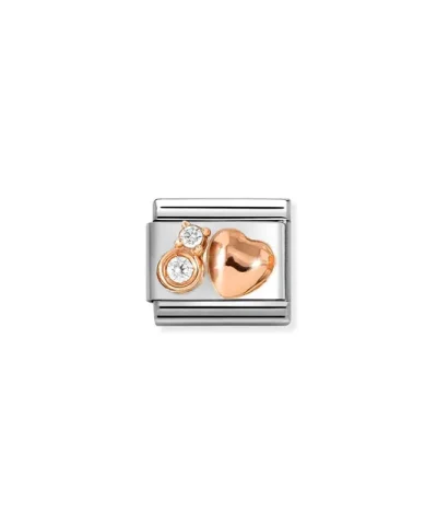 Charm, Composable Link, Heart with 2 CZ