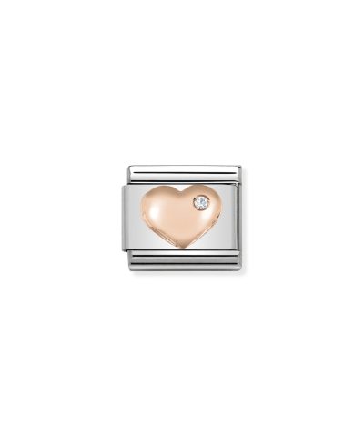 Composable Classic Symbols in stainless steel with 9k rose gold and CZ Heart