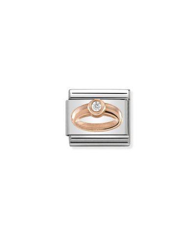 Composable Classic Symbols in stainless steel with 9k rose gold and CZ Ring