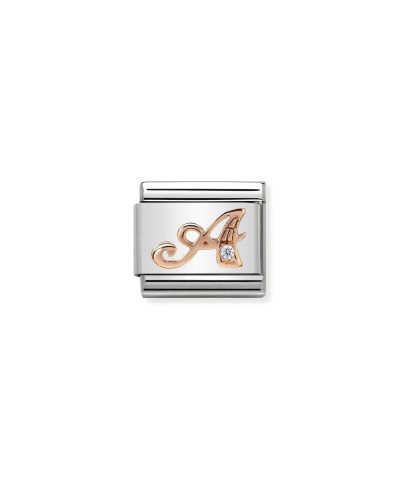 Composable Classic LETTERS steel, zircon and 9k rose gold A