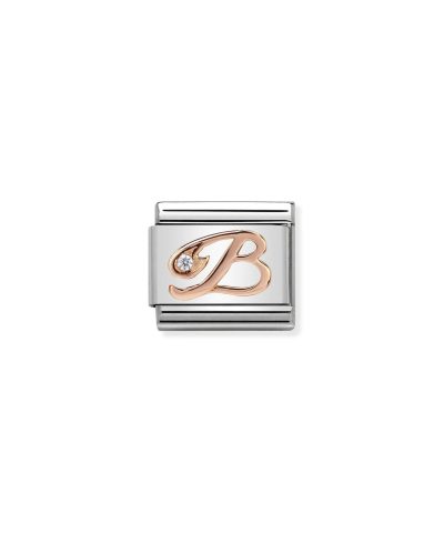 Composable Classic LETTERS steel, zircon and 9k rose gold B