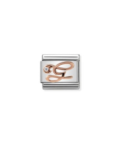 Composable Classic LETTERS steel, zircon and 9k rose gold G