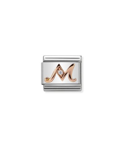 Composable Classic LETTERS steel, zircon and 9k rose gold M