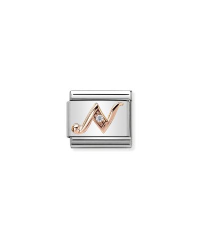 Composable Classic LETTERS steel, zircon and 9k rose gold N