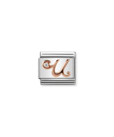 Composable Classic LETTERS steel, zircon and 9k rose gold U