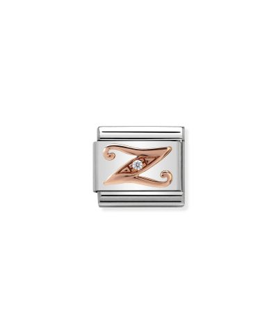 Composable Classic LETTERS steel, zircon and 9k rose gold Z