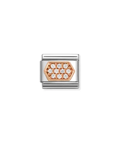 Charm, Composable Link, White CZ Pavé Hex.