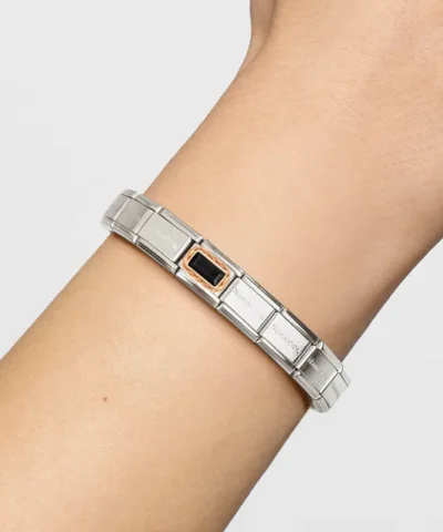 Alternative view of Charm, Composable Link, Black Agate in rose gold