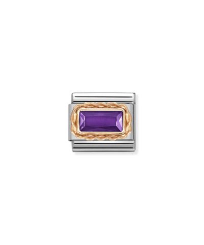 Composable Classic FACETED BAGUETTE WITH RICH SETTING in steel and 9k gold PURPLE