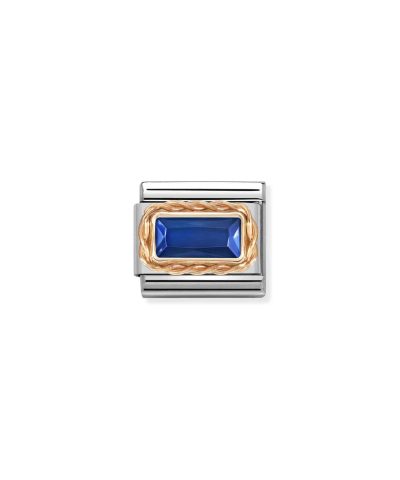 Composable Classic FACETED BAGUETTE WITH RICH SETTING in steel and 9k gold BLUE